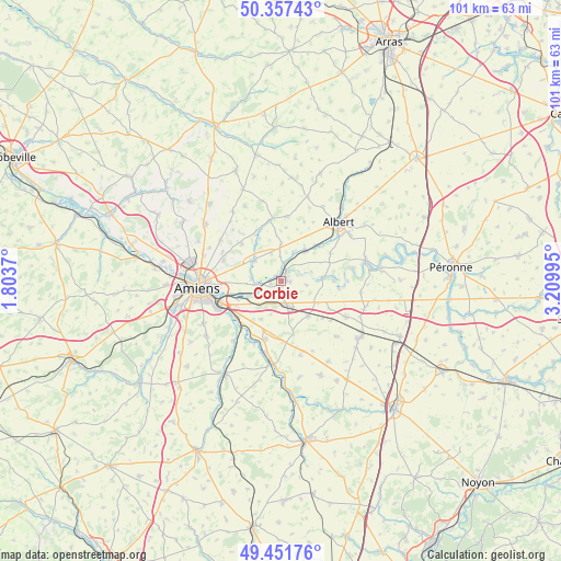 Corbie on map