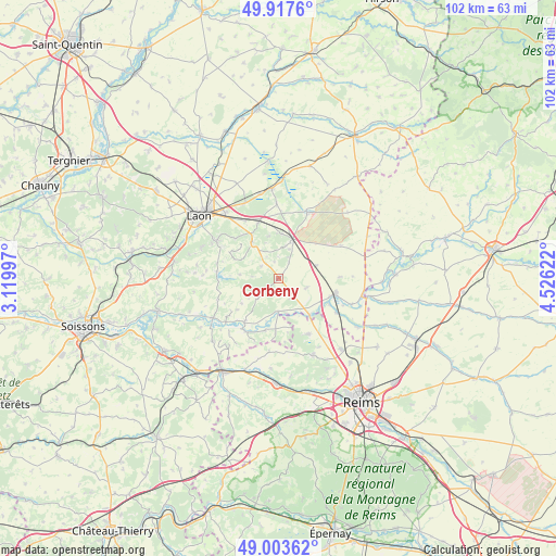 Corbeny on map