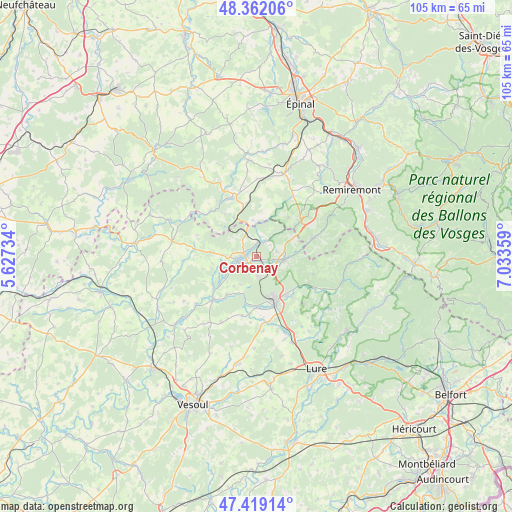 Corbenay on map