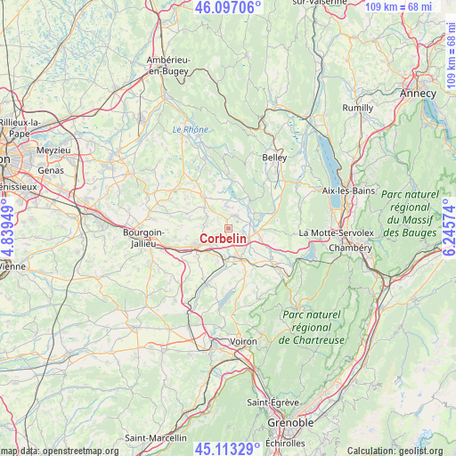 Corbelin on map