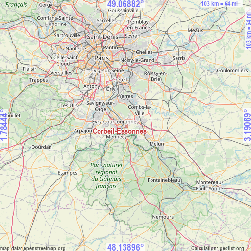 Corbeil-Essonnes on map