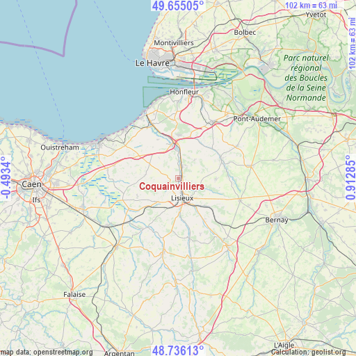 Coquainvilliers on map