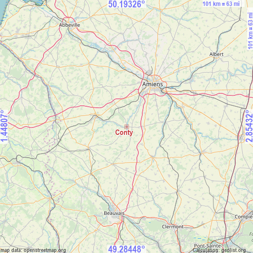 Conty on map