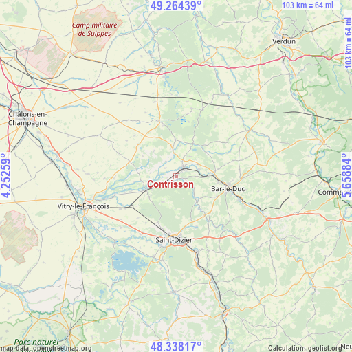 Contrisson on map