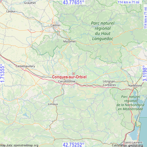 Conques-sur-Orbiel on map