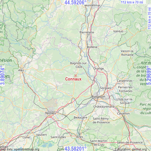 Connaux on map