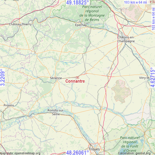 Connantre on map