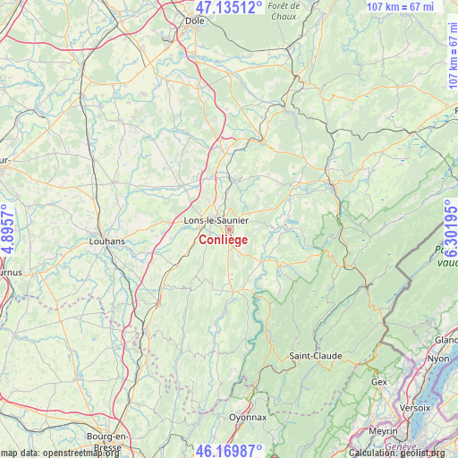 Conliège on map