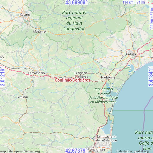 Conilhac-Corbières on map