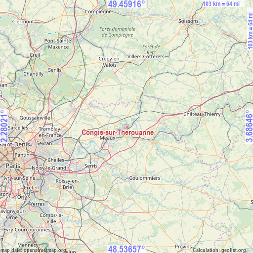 Congis-sur-Thérouanne on map