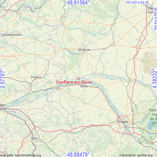 Conflans-sur-Seine on map