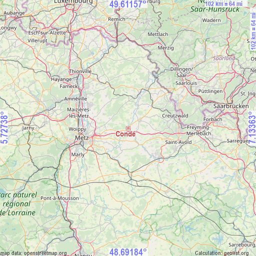 Condé on map