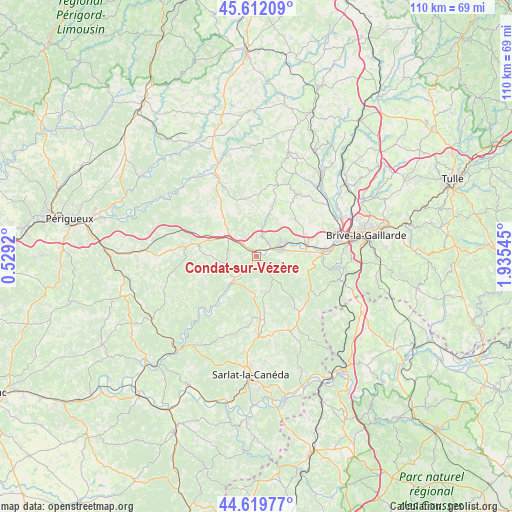 Condat-sur-Vézère on map