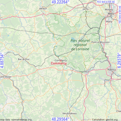 Commercy on map