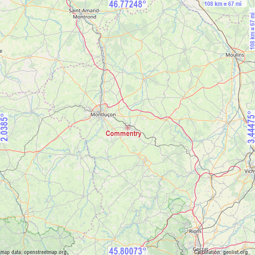 Commentry on map