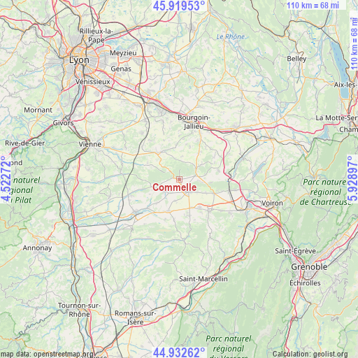 Commelle on map