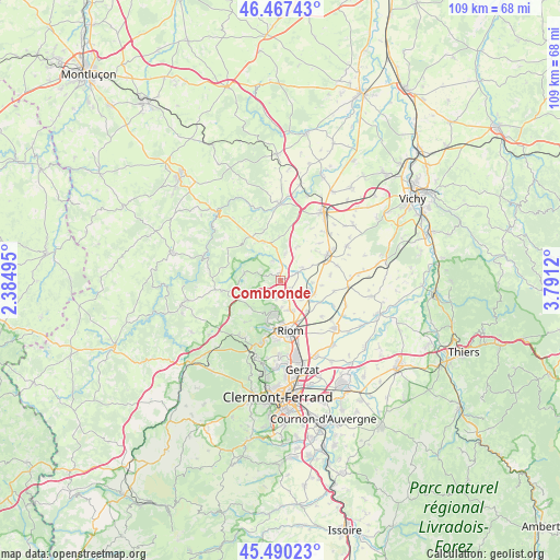 Combronde on map