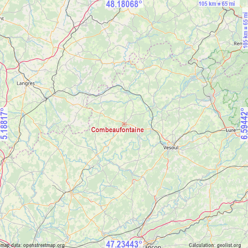 Combeaufontaine on map