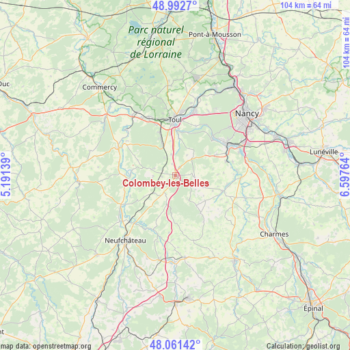 Colombey-les-Belles on map