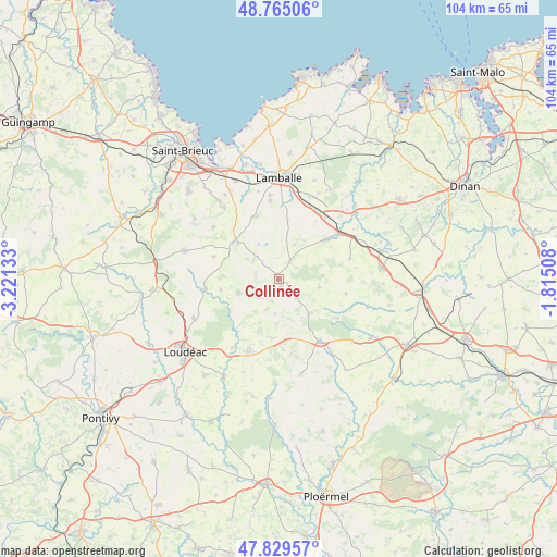 Collinée on map