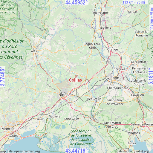 Collias on map