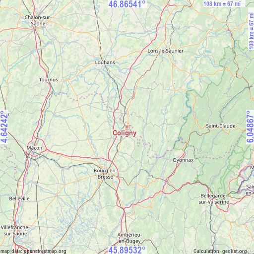 Coligny on map