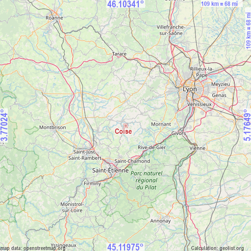 Coise on map