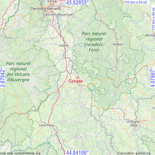 Cohade on map