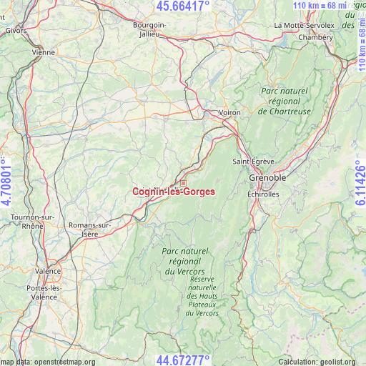 Cognin-les-Gorges on map