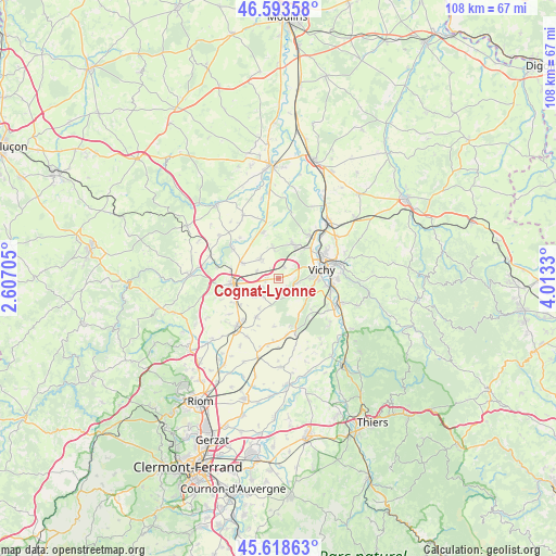 Cognat-Lyonne on map