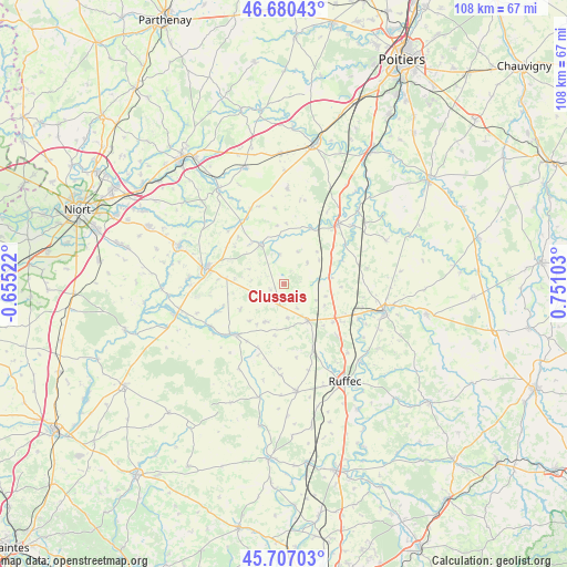 Clussais on map