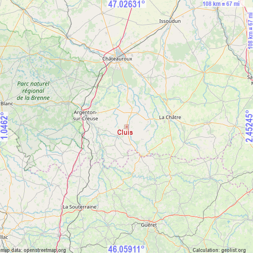 Cluis on map