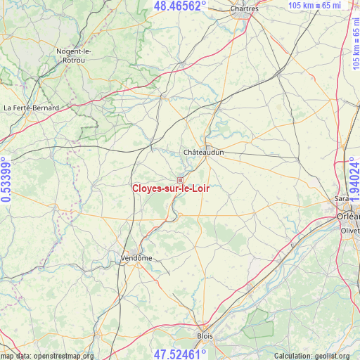 Cloyes-sur-le-Loir on map