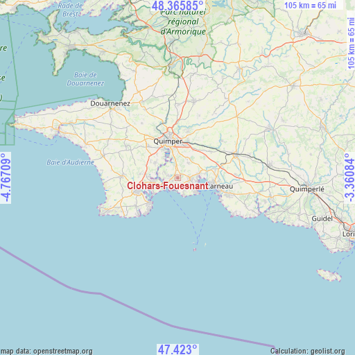 Clohars-Fouesnant on map