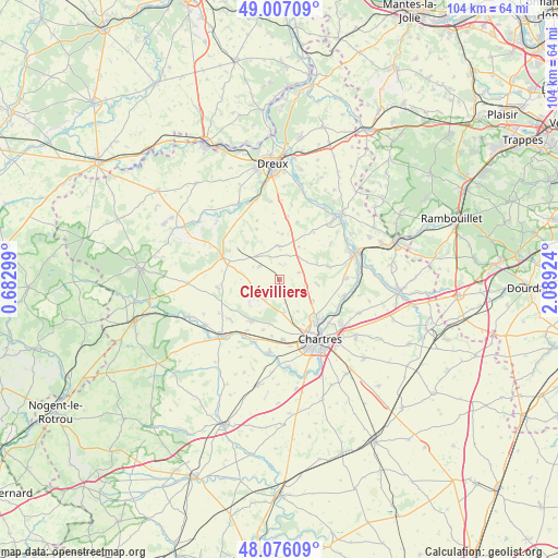 Clévilliers on map