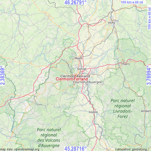 Clermont-Ferrand on map