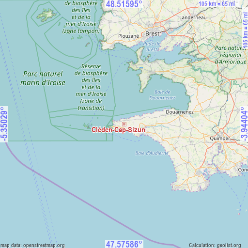 Cléden-Cap-Sizun on map