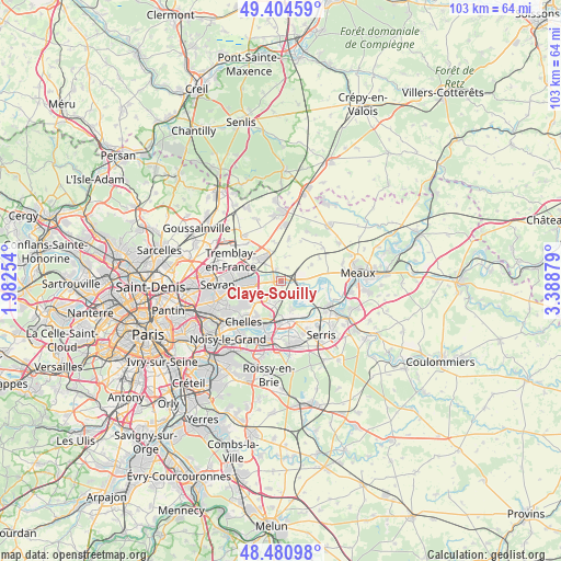 Claye-Souilly on map