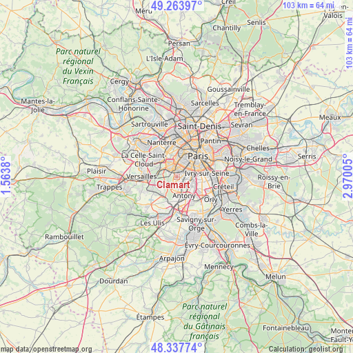 Clamart on map