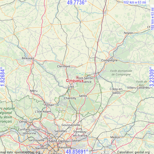 Cinqueux on map