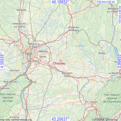 Chozeau on map
