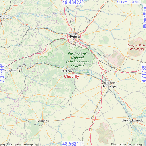 Chouilly on map