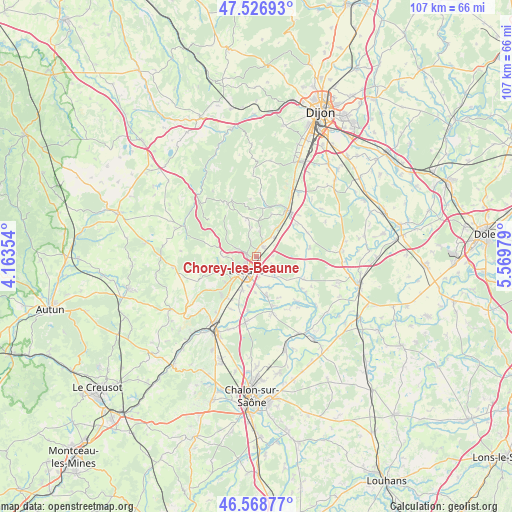 Chorey-les-Beaune on map