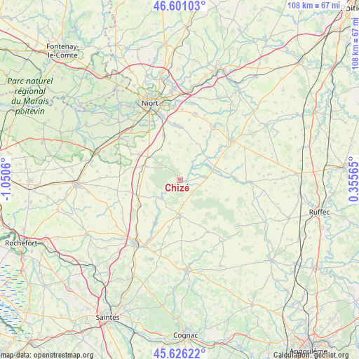 Chizé on map