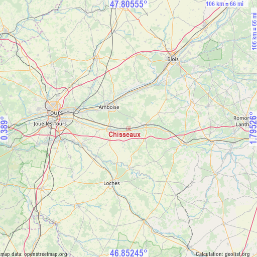 Chisseaux on map