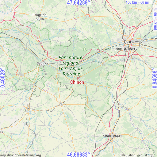 Chinon on map