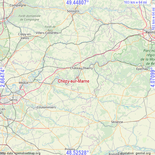 Chézy-sur-Marne on map
