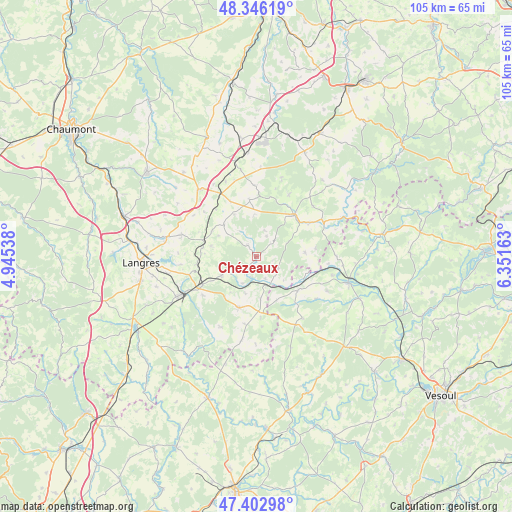 Chézeaux on map