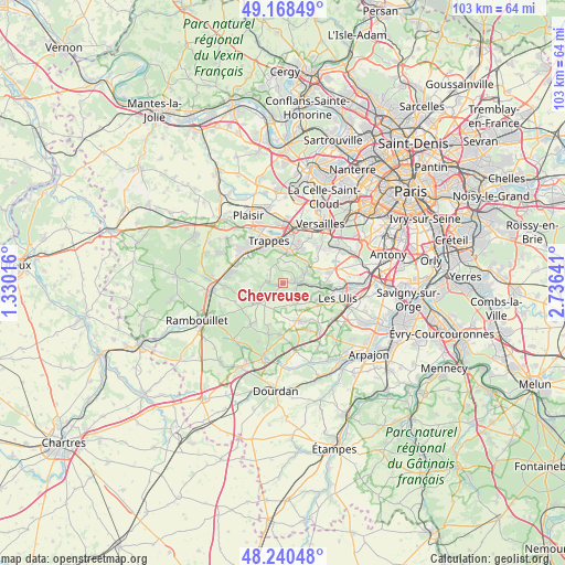 Chevreuse on map