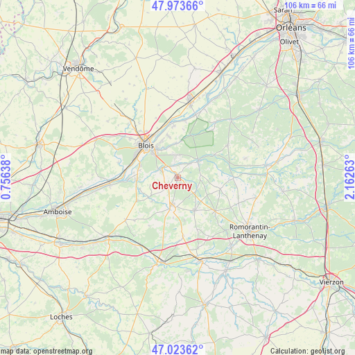 Cheverny on map